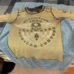 Black & tan Affliction reversible long sleeve shirt cool vintage style